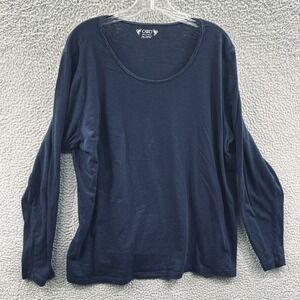 Womens Plus 26/28W Navy Long Sleeve Soft Knit Top Minimalist Everyday Basic